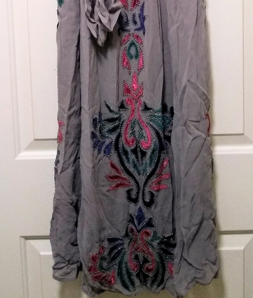 Delicate Beaded Stitched Flowy Anthropologie Dress - Picture 8 of 16